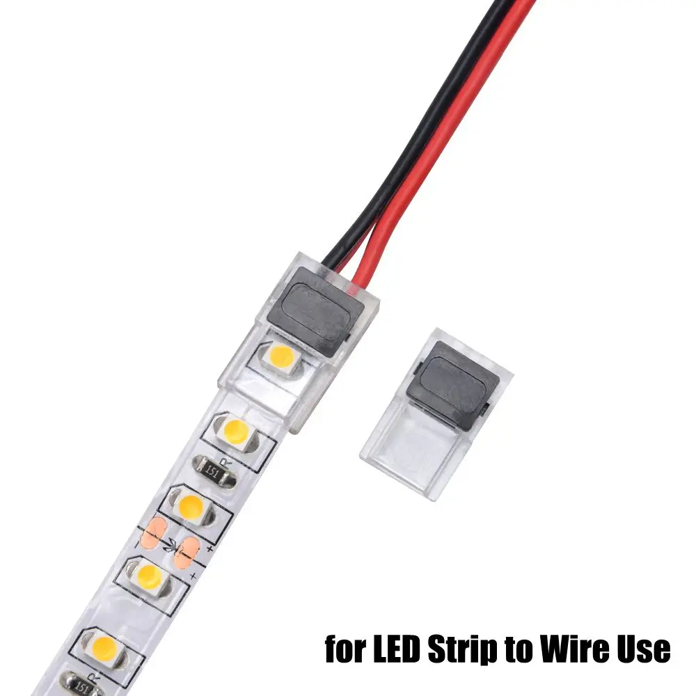 5pcs/lot 2pin LED Strip Connectors for 8mm 10mm IP20 LED Strip to Wire to Strip Power Use Welding Free Quickly Connect 3528 5050