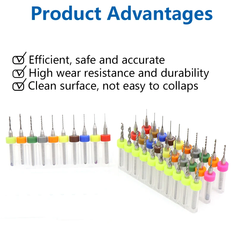 Mini brocas PCB de 0,15mm a 2,5mm, carburo de acero de tungsteno para placa de circuito de impresión, máquina CNC, herramientas de carpintería, 10 unids/set por juego