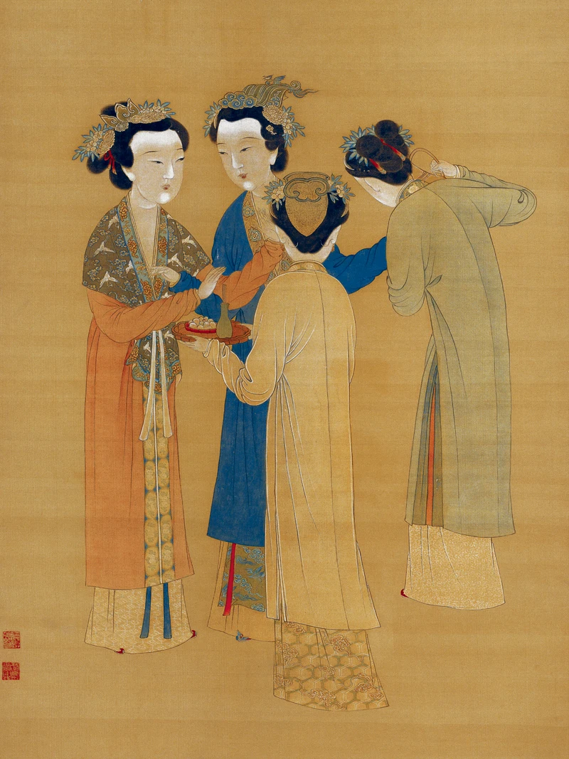 traditional Chinese painting masterpiece reproduction canvas prints art Court Ladies of the Former Shu by Tang Yin (1470-1524)