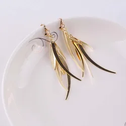 Metal Leaf Clip On Earrings Gold Engagement Wedding Bride New Arrival Fashion Jewelry For Women