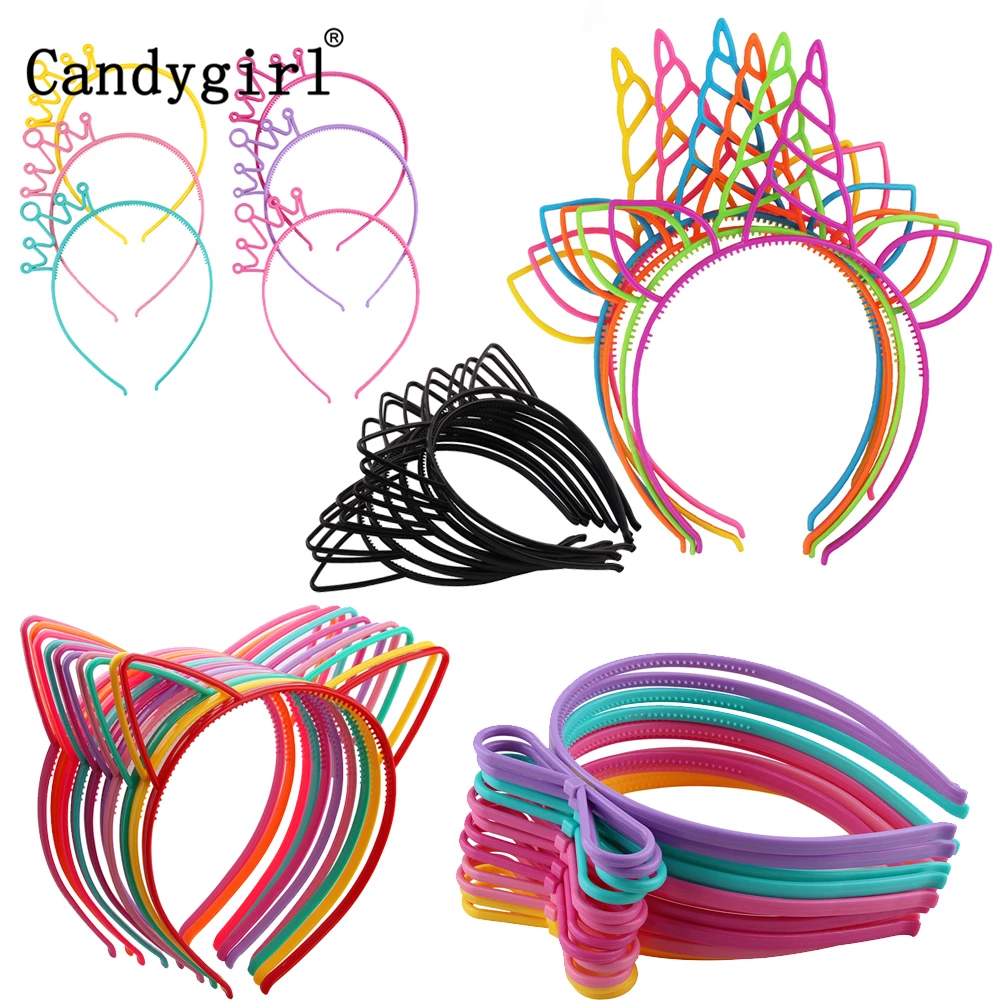 Girls's Cat ears Headbands Crown Tiara Princess With Plastic Animal hair Band Butterfly Bow Hoop Accessories boho headwear girl