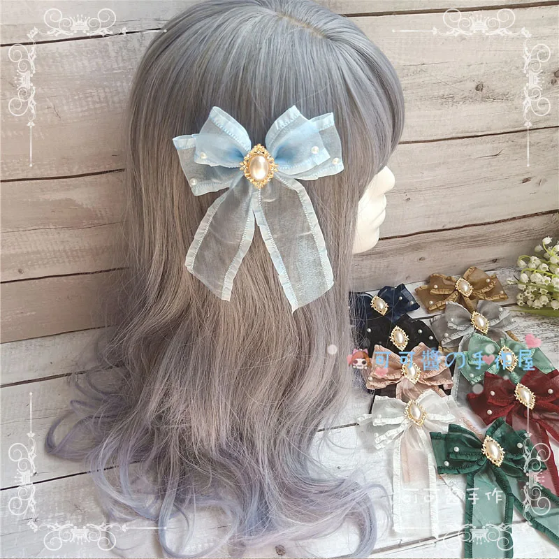 Japanese Soft Over Bowyd Hair Snow-trimmed Hair Clip Simple Lolita Girl Women Edge Clip Duck-mouth Edritedhead Head