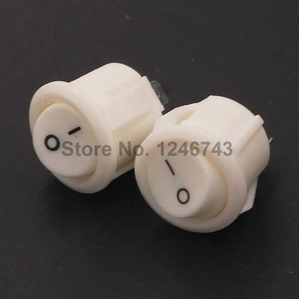 5PCS Diameter 16MM Rocker Switch KCD1-105 2Pin 2P Mini Small Round Switch ON-OFF White