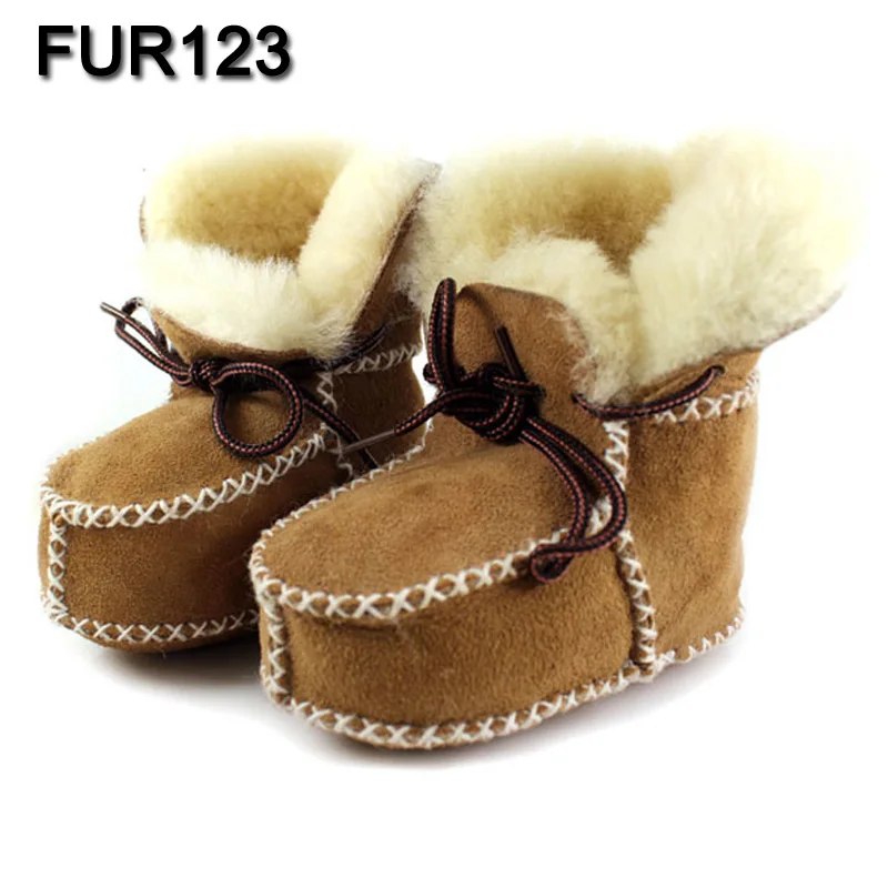 MPPM Winter Baby Shoes Boots Infants Warm Shoes Fur Wool Girls Baby Booties Sheepskin Genuine Leather Boy Baby Boots