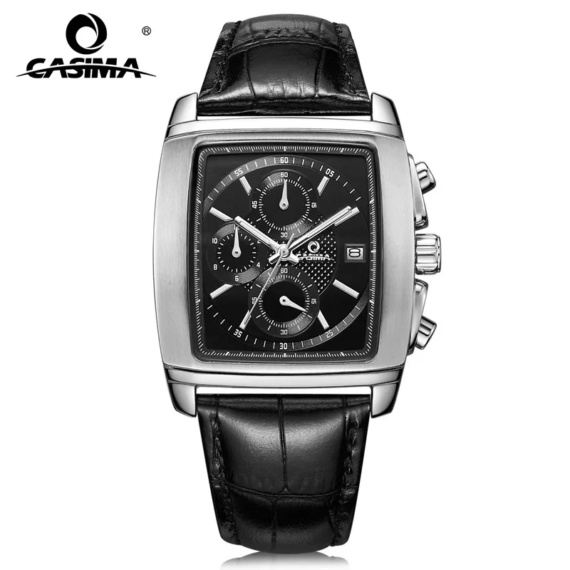 Hot Sale Men\'s Square Finger Watch Set Men\'s Leather Band Quartz Wristwatches Female Clock CASIMA 5115