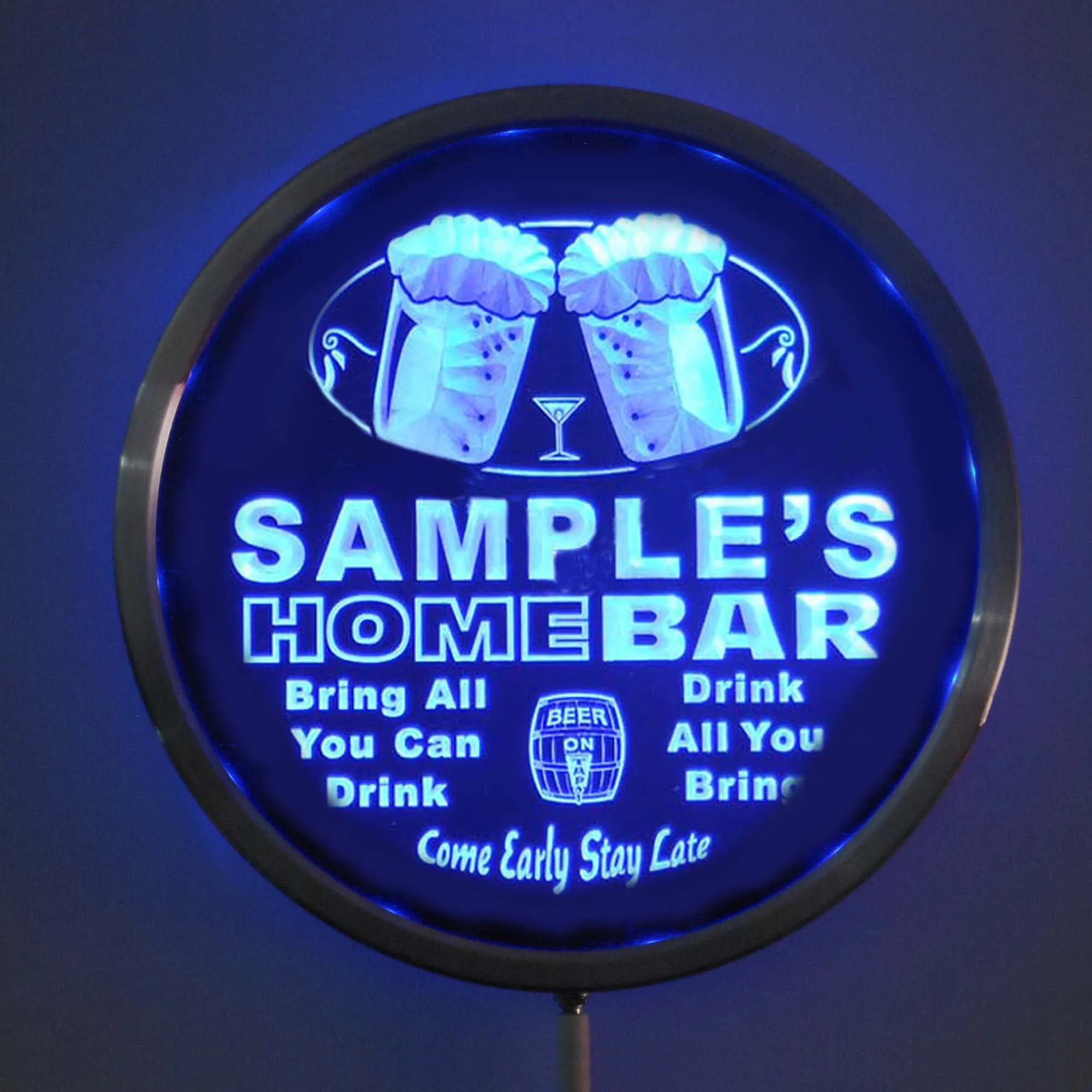 p-tm Name Personalized Custom Home Bar Beer Mug LED Neon Sign 7 Colors or Multicolor with 5 Sizes Round or Rectangle Shape