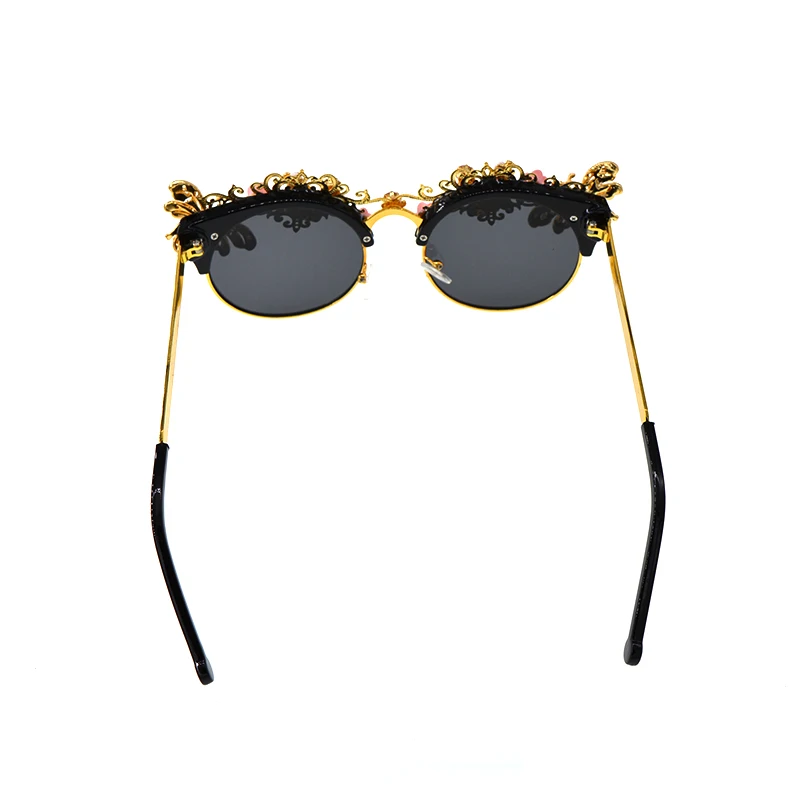 Handmade high quality  baroque retro rhinestones flowers sunglasses for women brand female Sun Glasses crystals eyewear