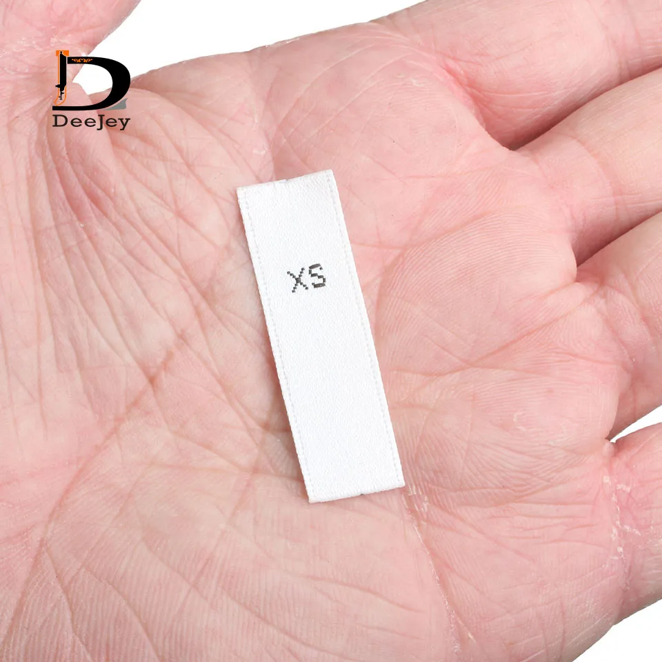 size tag labels 1.2x4cm cut satin woven smooth tag size labels white base garment accessoires XS S M L XL XXL 3XL 100pcs lot