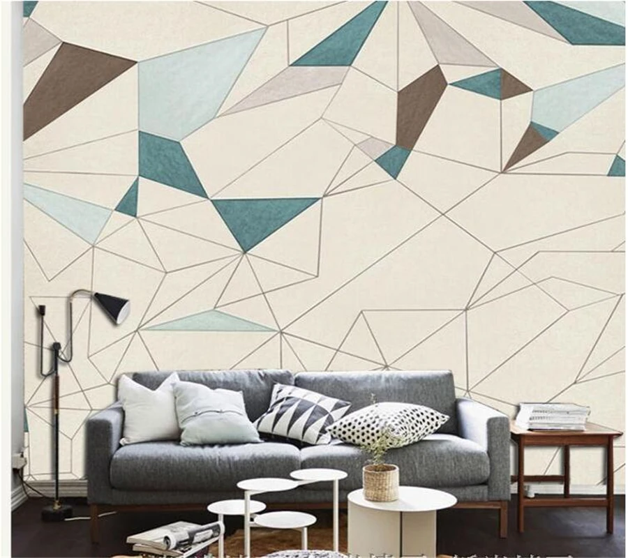 

Custom wallpaper 3d living room TV wall paper hand-painted Nordic modern minimalistic abstract geometric background wall paper