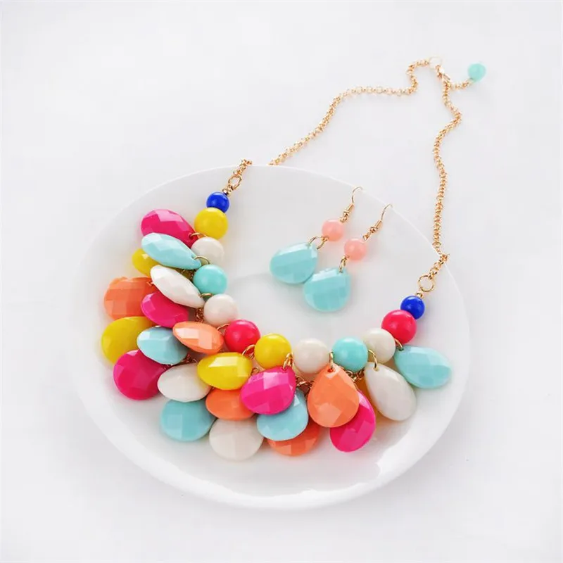 Star Beads Drop Elegant Jewelry Set Bib Choker Necklace With Drop Earring Woman Accessories2021 New Wholesale Price SALE