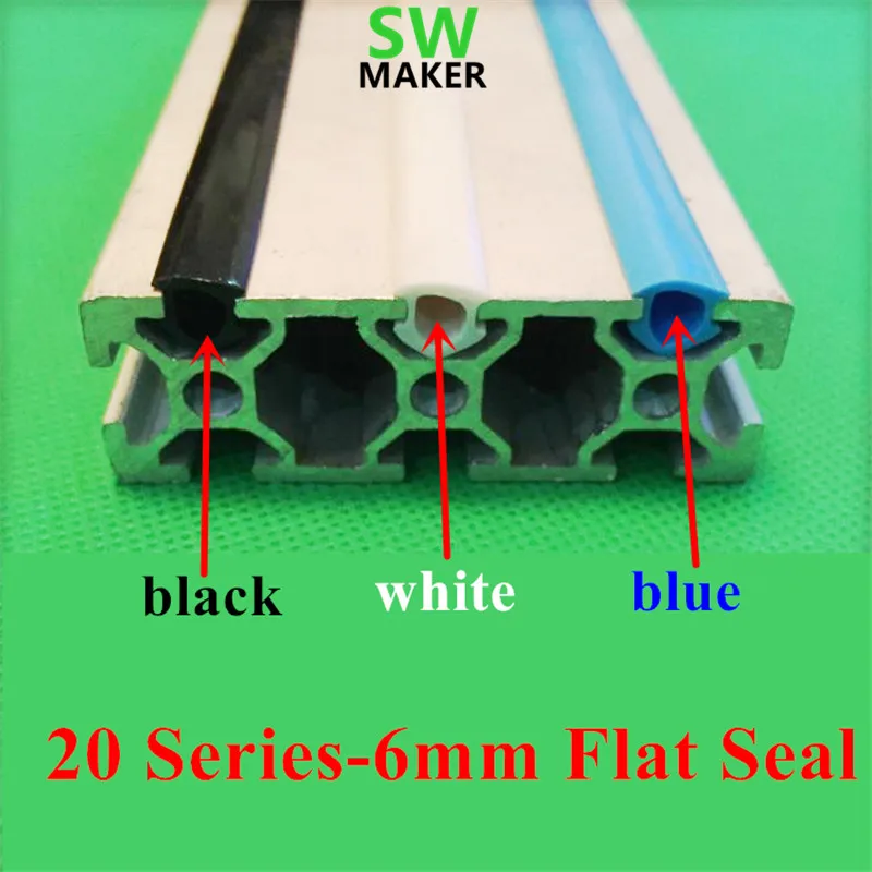 1 meter black/white/blue 20 series 6mm flat seal for 2020 aluminum profile soft Slot Cover/Holder CNC C-Beam machine 3D printer