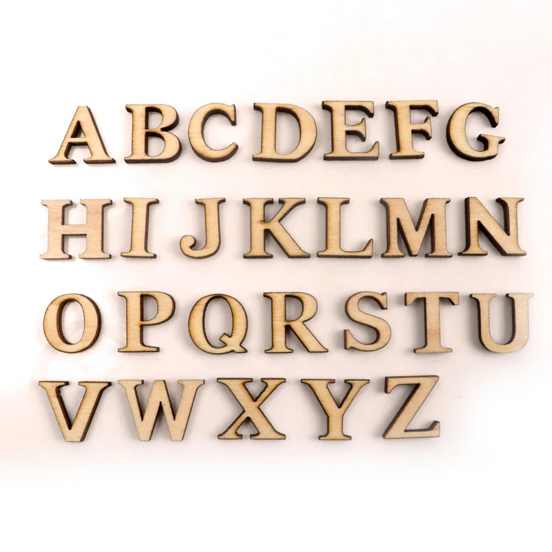 Handmade Wooden Crafts Accessory Home Decoration Scrapbookings DIY Mix 26 letters/3 sets Wood Ornaments 17mm 78pcs MZ291