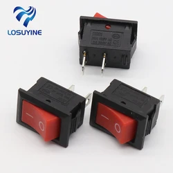 10pcs  15*21MM KCD1-101 AC 6A 250V 2 Pin ON/OFF I/O SPST Snap in Mini Red Button Boat Rocker Switch