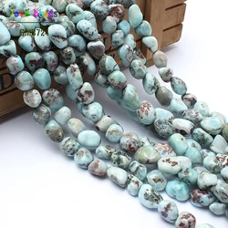 8-10mm irregular natural genuine larimar beads for jewelry making 15inches natural stone beads diy bracelet