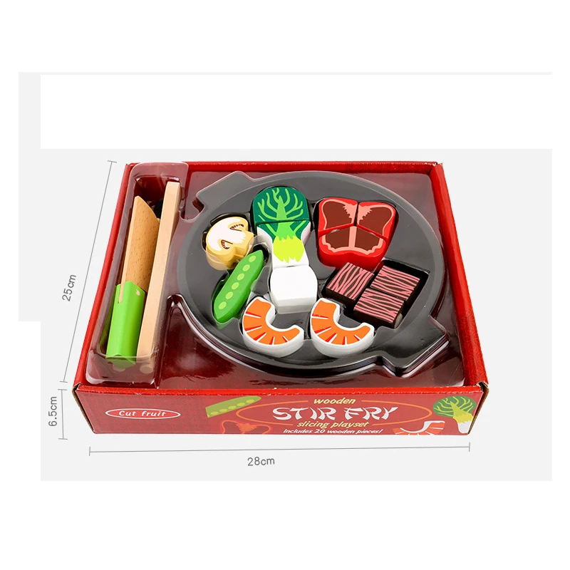 Wooden children's kitchen simulation small model simulation vegetables large casserole cut vegetables children's educational toy