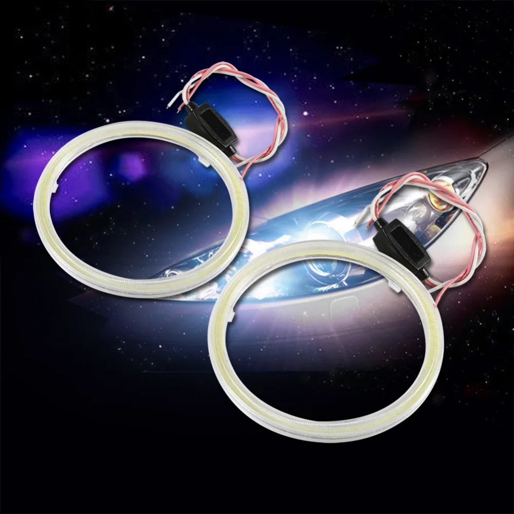 2pcs 60-120mm COB Chips Light Car LED Halo Rings Angel Eye Headlamp Tube Strip Daytime Running HeadLight For Motorcycle Car