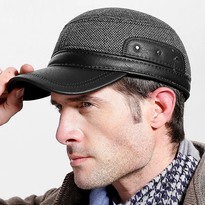 

Men's Winter Warm Hat Ear Protector Hat Male Woolen Earmuffs Male Hats Baseball Cap Adjustable Earprotection Wear B-7239