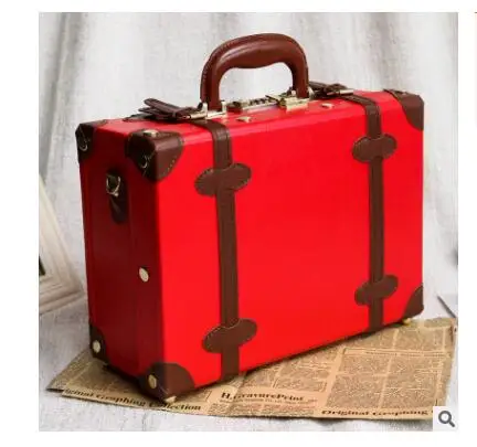 Women cosmetic suitcase Women makeup Wooden suitcase vintage Leather Makeup Train Case Cosmetic Organizer Case Travel hand Case