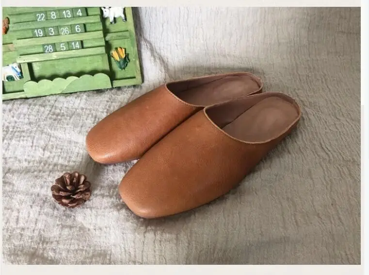 Careaymade-Korean style shoes,vintage Genuine leather fashion soft sole the retro art mori girl pure handmade single Sandals