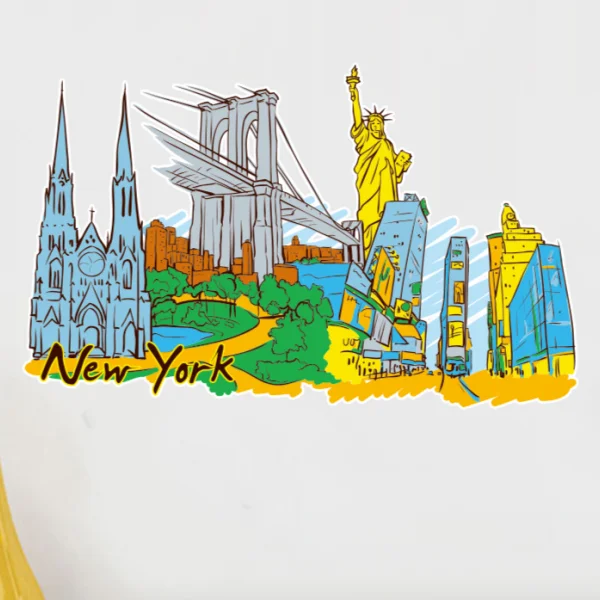 

American New York Illustration Travel The Word Landmark Wall Sticker Wedding Decor Vinyl Waterproof Wall Sticker Wallpaper Decal