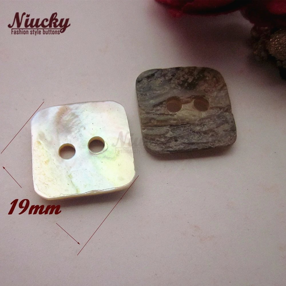 Niucky 19mm T2 Class 2 holes natural Akoya Pearl Square Shell Buttons Good quality Natural Shell Sewing Materials S0102-002