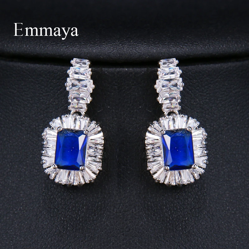 EMMAYA Zircons Luxury Cubic Zirconia Jewelry 4 Colors Large Sparkling Big Zircon Crystal Earrings For Girls Wedding