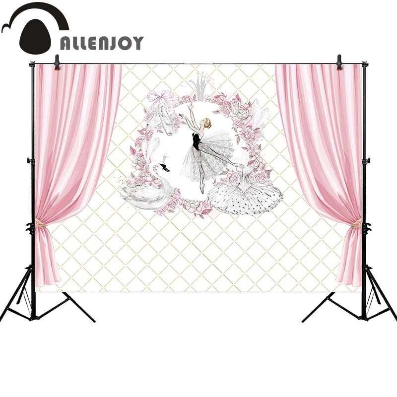 Allenjoy-telón de fondo de fotografía rosa para fiesta de ballet, cartel de cumpleaños con flores, decoración de fotomatón, utilería para sesión fotográfica