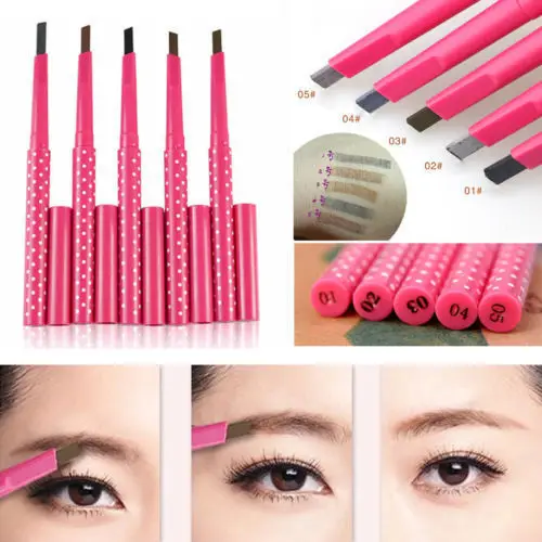 5pcs Women Waterproof Eyebrow Enhancer Pencil Eye Brow Liner Pen make up+ 4pcs Eyebrow Model Grooming Stencil Guide Makeup tools