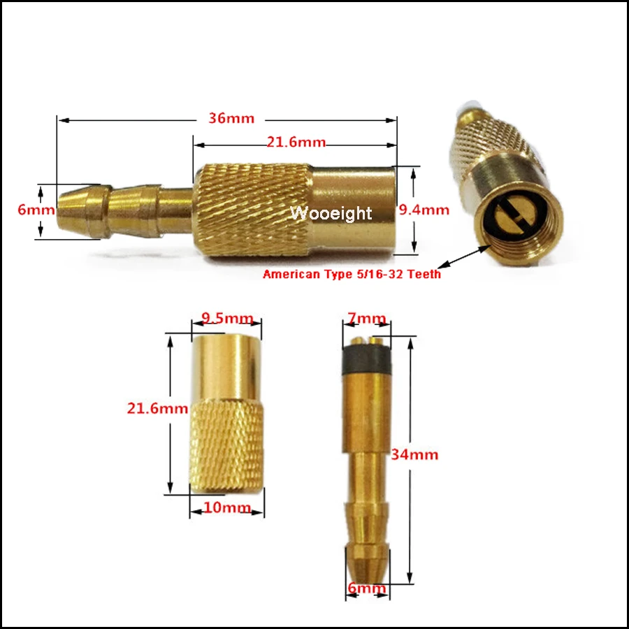 Wooeight 1Pc Auto Brass 6mm Tyre Wheel Air Chuck Inflator Tire Pump Valve Clip Clamp Connector Adapter Car Accessories