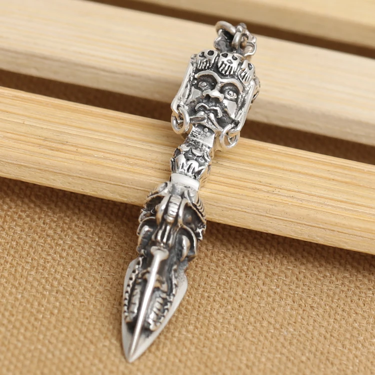 

Handmade 925 silver Dorje pendant tibetan dorje amulet pendant vintage sterling silver tibetan jewelry gift