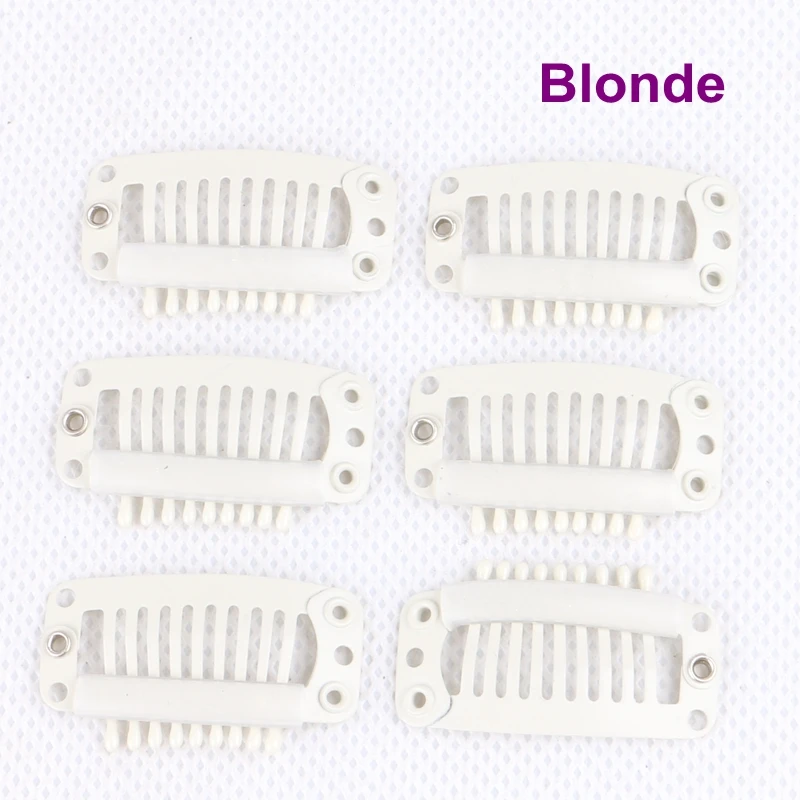 50 Pieces 3.2cm 9 teeth Stainless Steel Hair Extension Silicone Snap Clips ( Black, D Brown, M brown, L brown, Blonde, Silver )