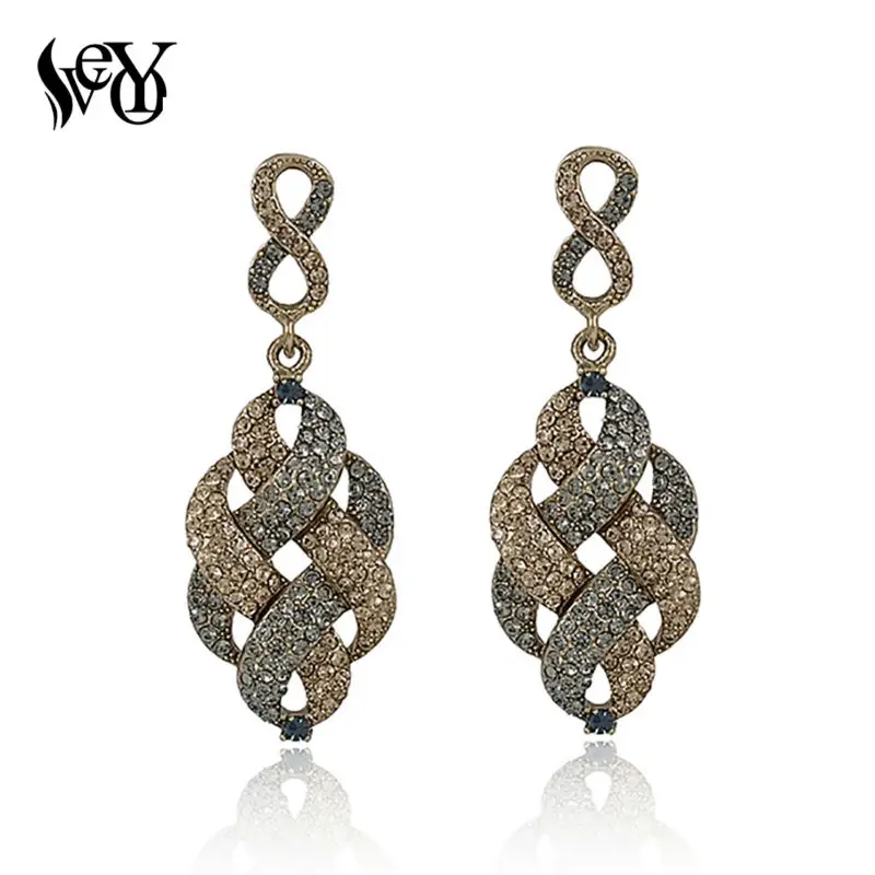 VEYO Vintage Rhinestone Drop Earrings Bridal Wedding Dress Earrings For Woman New Gift