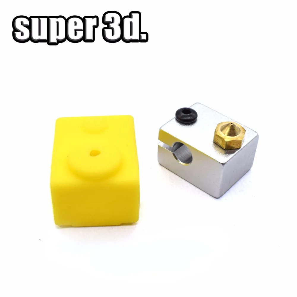 1 PC New V6 Silicone Sock 3D printer Support PT100 +heating block set 1.75&3.0mm Heated Block Bowden Direct Extr for 3D Printer