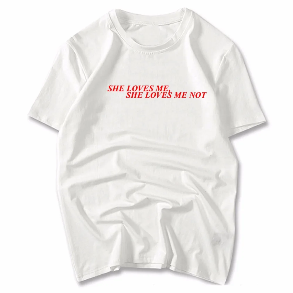 BKLD-Camiseta Harajuku para mujer, ropa informal de manga corta, SHE LOVES ME NOT, 2024