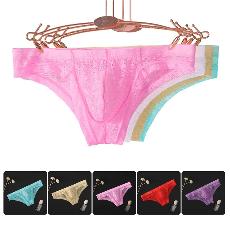 

Men Sexy Lace Transparent Personal Briefs Bikini G-string Thong Jocks Tanga Underwear Shorts Exotic Plus Size M-XXXL jockstrap