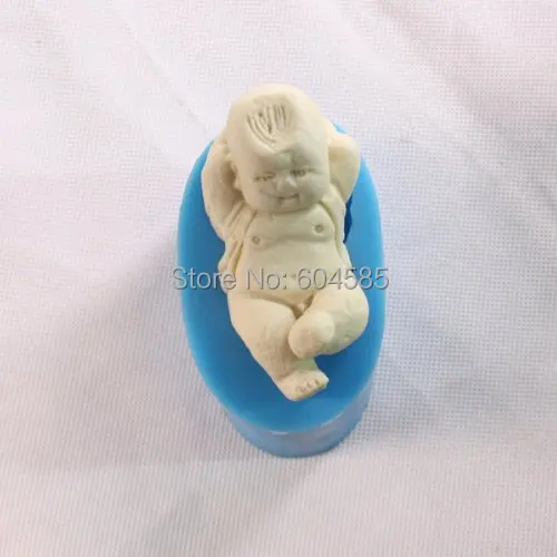 Food Grade Baby Boy sleep with hand under head Silicone Icing Candy Mould Great for christening baby shower cake decoration