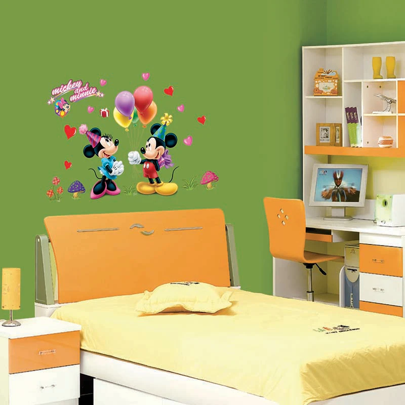 Removable Mickey Mouse and Minnie Sticker 602. Kids Baby Nursery Room Decor Mural Decoration