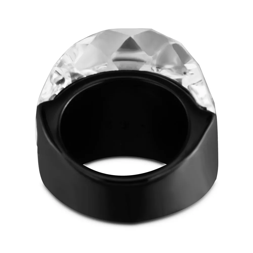 ZMZY 2023 New Fashion Black Large Rings for Women Wedding Jewelry Big Crystal Stone Ring 316L Stainless Steel Anillos