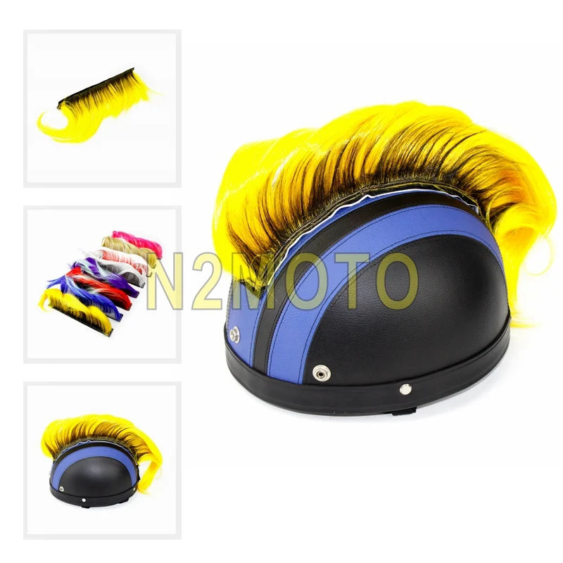 1 x Motocross Racing Bike Mohawk Helmet Hair Punk Style Motorcycle Skateboard Outdoor ATV Street Off Road Feather Decoration