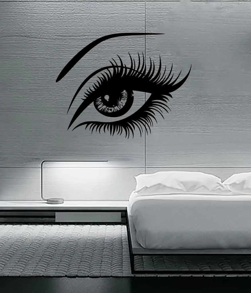 Hot Big Eye Lashes Vinly Wall Stickers Sexy Beautiful Female Eye Wall Decal Decor Home Wall Mural Home Design Art Sticker  D226C