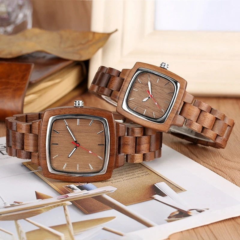 Unique Walnut Wooden Watches for Lovers Couple Men Watch Women Woody Band Reloj Hombre 2020 Clock Male Hours Top Souvenir Gifts