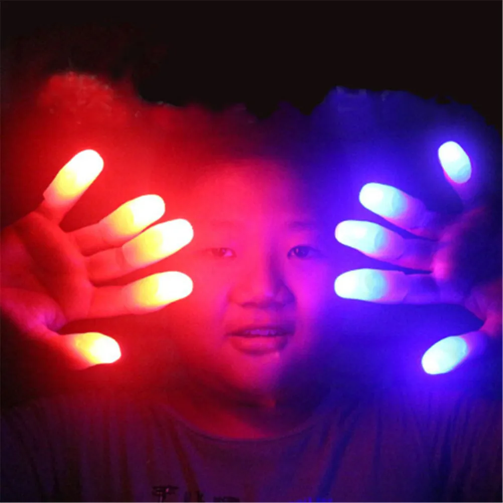 2Pcs Funny Magic Trick Props LED Light Flashing Fingers Kids Amazing Fantastic Glow Toys Children Luminous Gifts  Random