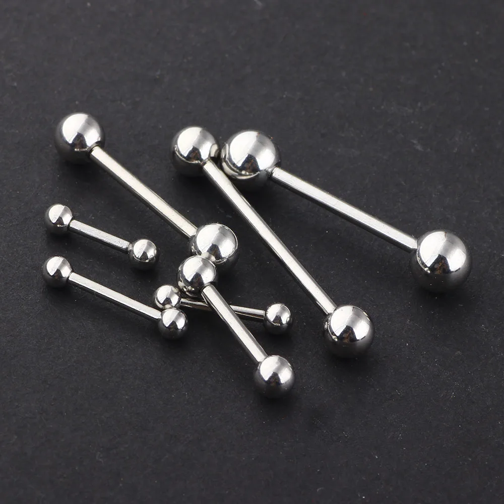 TIANCIFBY Fashion Tongue Ring Free Shipping Piercing Mix 7 Size 140pcs/lot Stainless Steel Tongue Barbell Body Piercing Jewelry