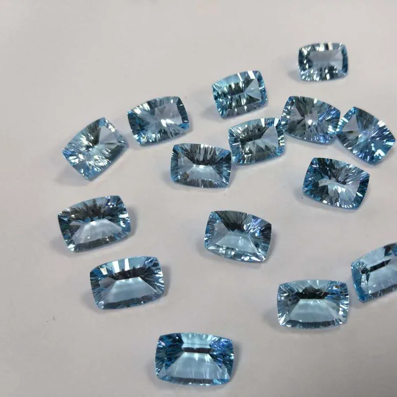 Tbj, cuscino topazio cielo naturale 10*14 taglio concavo ard 7.7ct per montaggio gioielli in argento, pietre preziose sciolte topazio cielo naturale al 100%