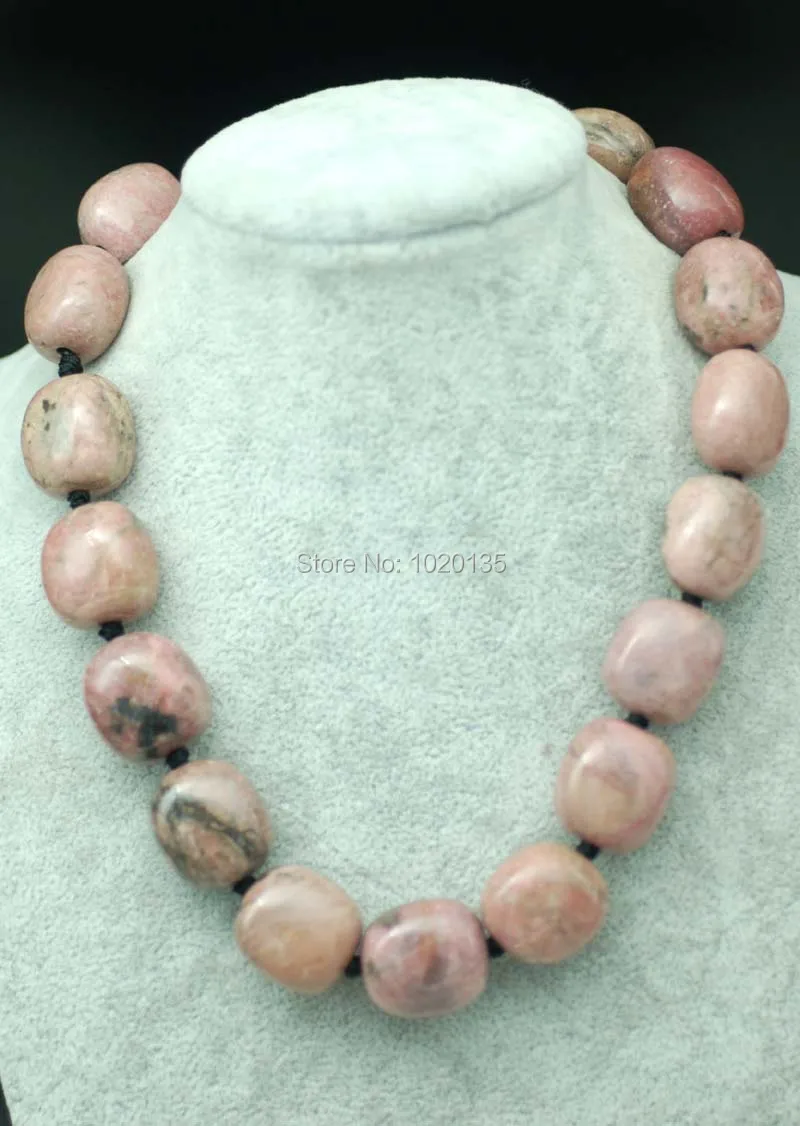 wow! rhodonite pink  baroque 18-22mm necklace 17inch nature beads wholesale FPPJ