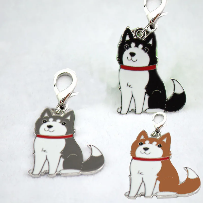 5PCS/LOT Pet Dogs Pendant Charms Poodle Bulldog Husky Chihuahua Bag Charms for Jewelry Making Supplies for Jewelry