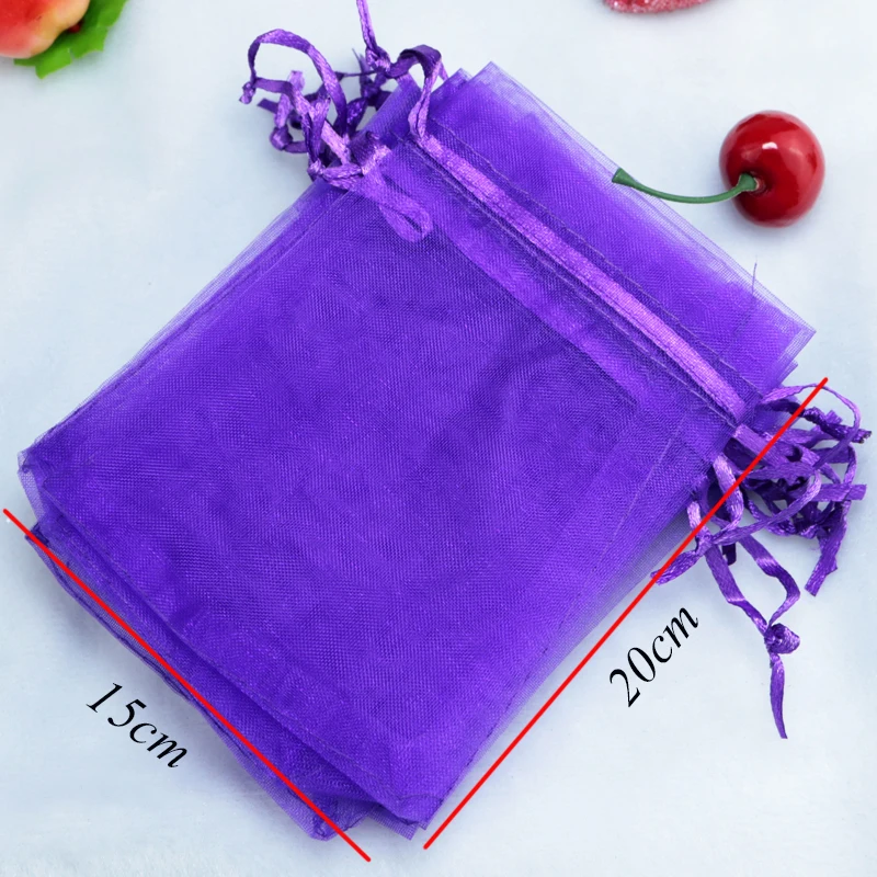 

Wholesale 200pcs/lot 15x20cm Deep Purple Organza Bag Wedding Decoration Candy Gift Bag Boutique Jewelry Packaging Bags Pouches