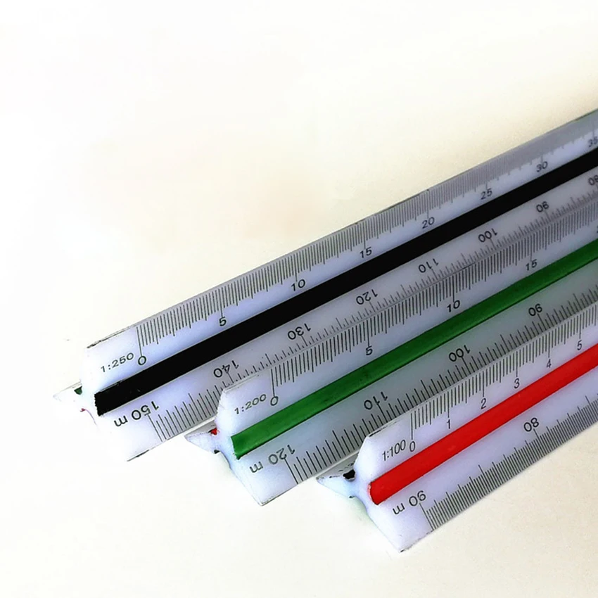 30cm Triangular Scale Ruler Students Study Measuring Gadgets Engineer Designer Drafting Mapping Ruler Multi-function Ratio Ruler