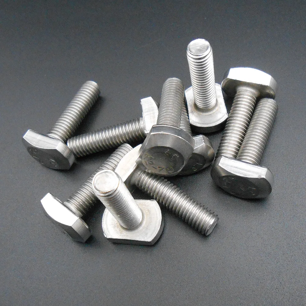 50PCS T-Bolt 304 Stainless Steel T Bolts T-Slot T Head Bolt Hammer Clamp Screw A2-70 M8 8MM X 30MM A2 GB37 1.25MM Pitch *AT915