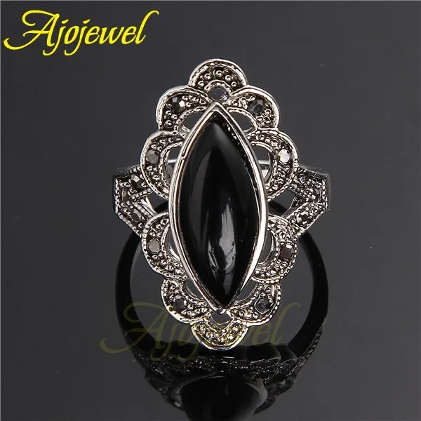 Ajojewel Black /Green Horse Eye Stone Ladies Ring Retro Vintage Jewelry For Women Gifts